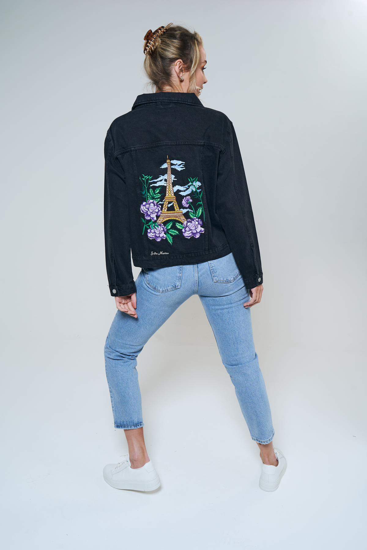 Adoration Sunflower Embroidered Denim Jacket - Sofia Marino