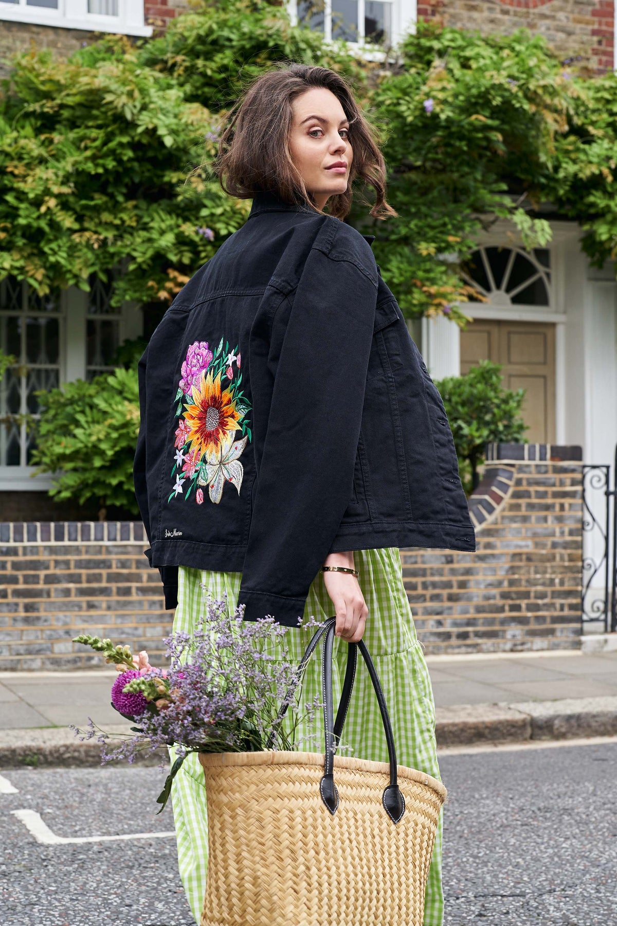 Adoration Sunflower Embroidered Denim Jacket - Sofia Marino